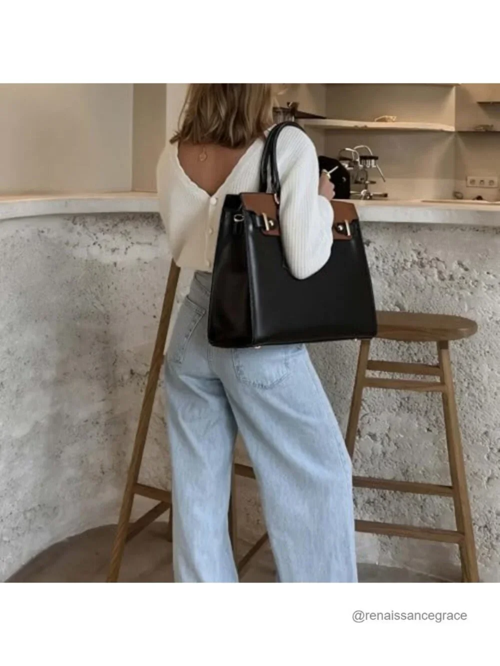 Large Satchel Purse Women Vegan Leather Structured Top Handle Bag Shoulder Work